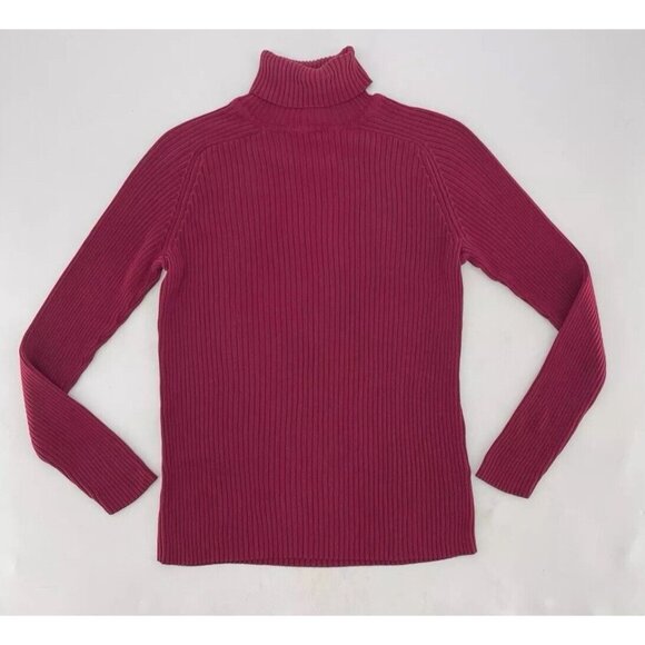 Caslon Plus Size 100% Silk Red Ribbed Turtleneck Sweater 1x, Classic, Runs Small - Picture 3 of 11